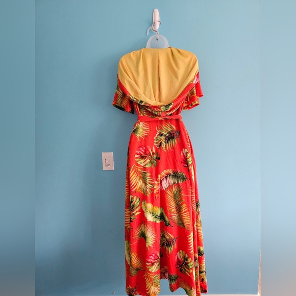 1940'S INSPIRED TIKI WRAP DRESS - Picture 4 of 7